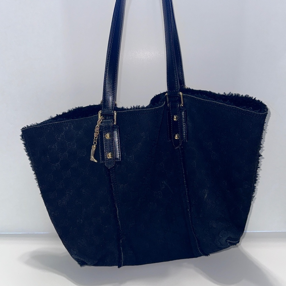 Vintage Gucci Suede Jolicoeur Medium Tote in Black – Timeless Luxury